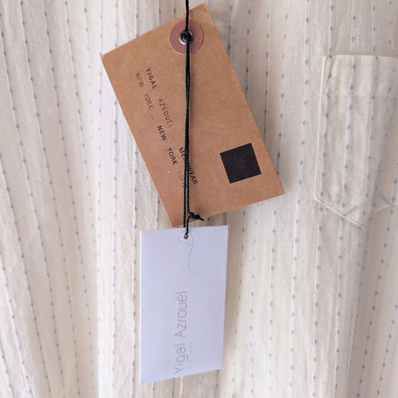 Yigal Azrouel Cream Beige Ivory Stripes Button Down Shirt USA Israel S - Picture 6 of 14